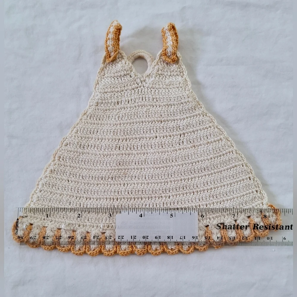 Vintage Handmade Knit Crochet Dress Hot Pad Pot Holder Cottagecore Grandmacore
